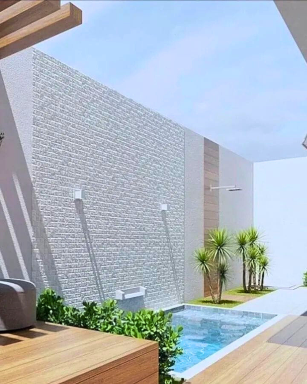 Área externa com piscina e revestimento no Rio de Janeiro